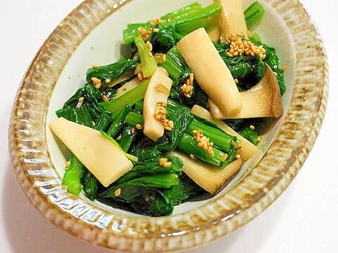 エリンギで新食感!小松菜とエリンギの胡麻ポン酢和え